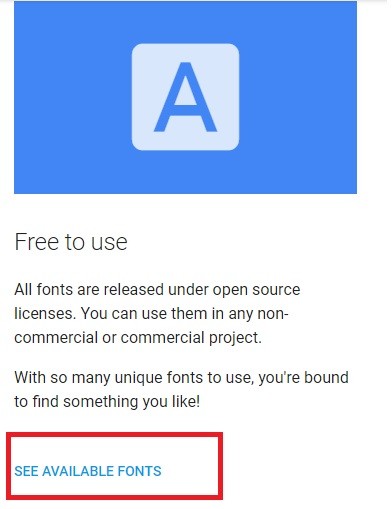 Available Google Fonts