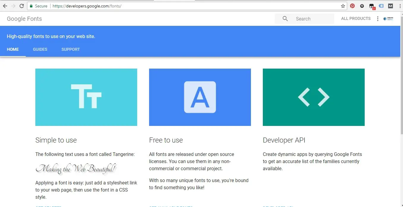 google developer font page